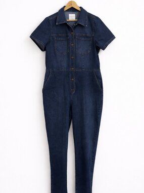 Celebrity Pink Denim Cargo Boilersuit Jumpsuit XXL Stretch Blue One Piece
